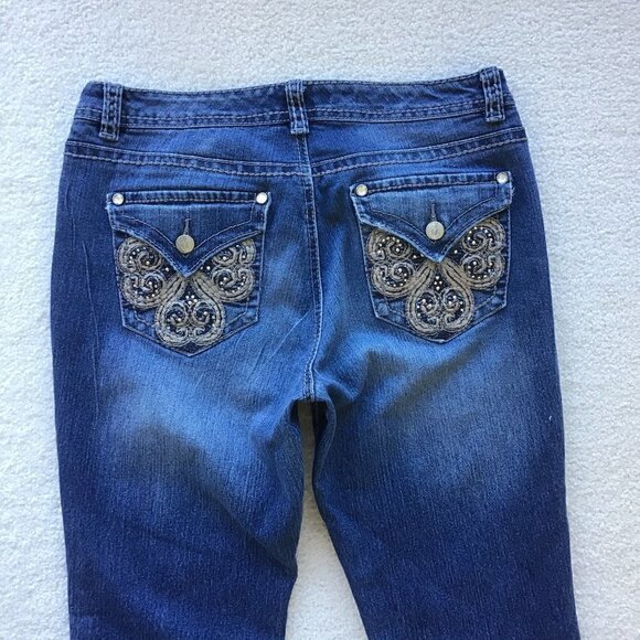 NINE WEST JEANS SIZE 8 RAMSES BLING BOOT - Picture 3 of 8